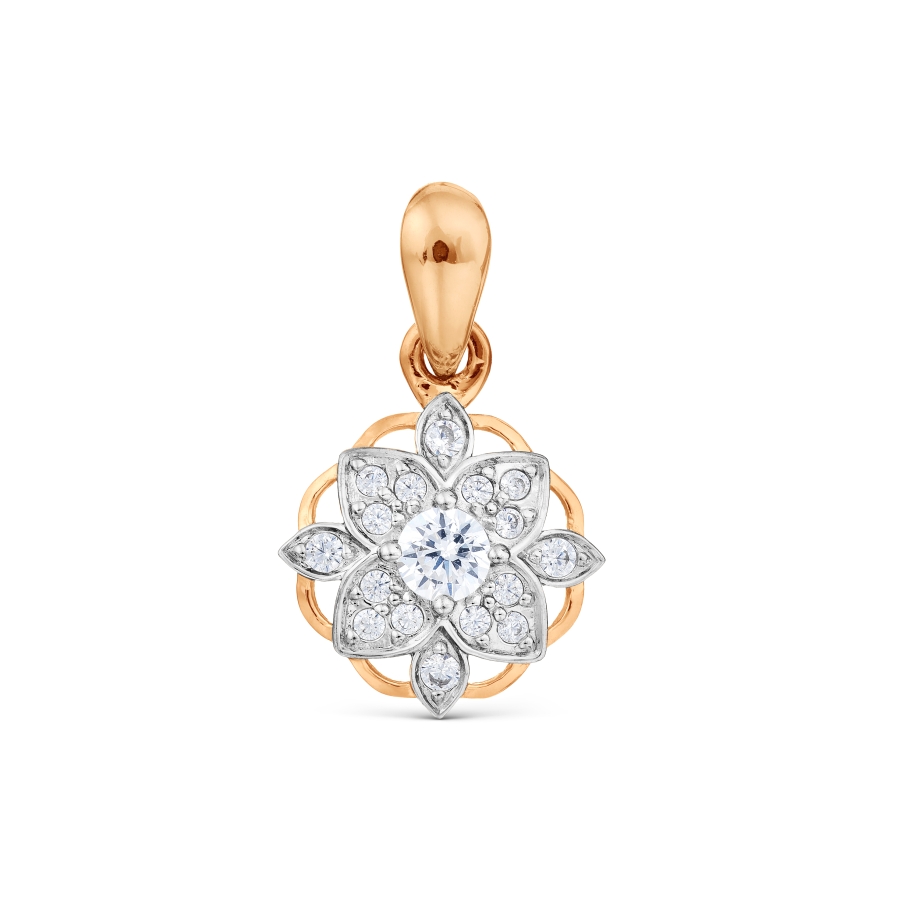 Pandantiv din aur roșu cu pietre Cubic Zirconia Incolor