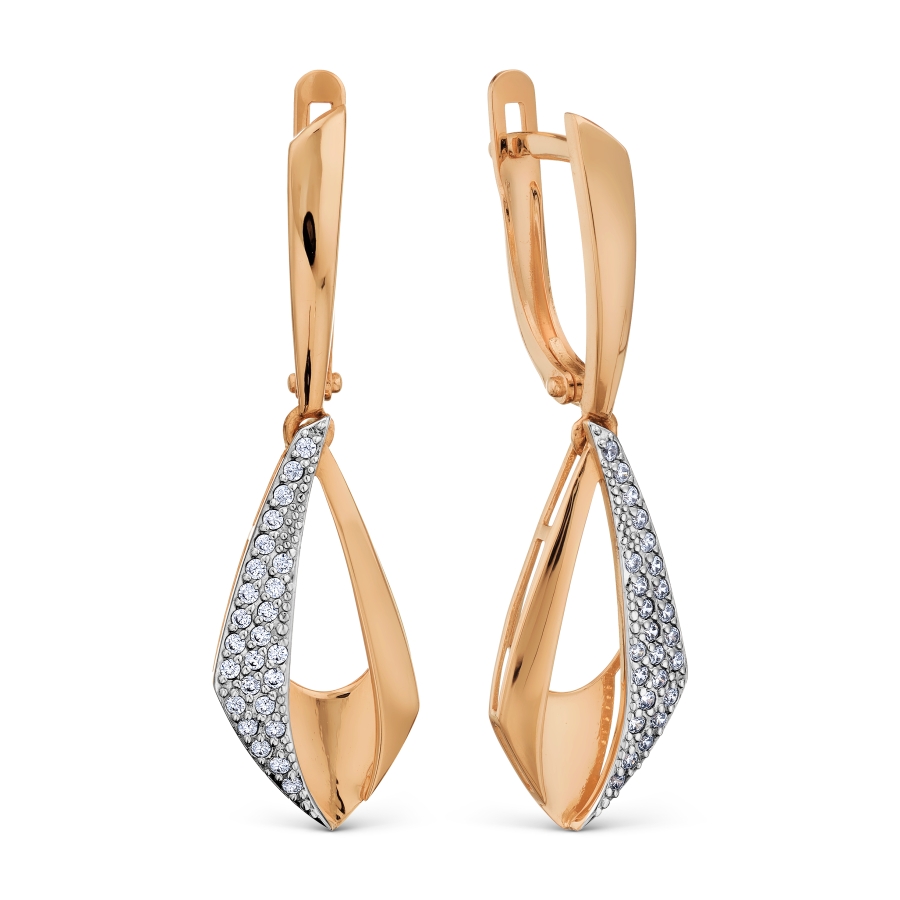 Cercei Suspendați din aur roșu cu pietre Cubic Zirconia Incolor
