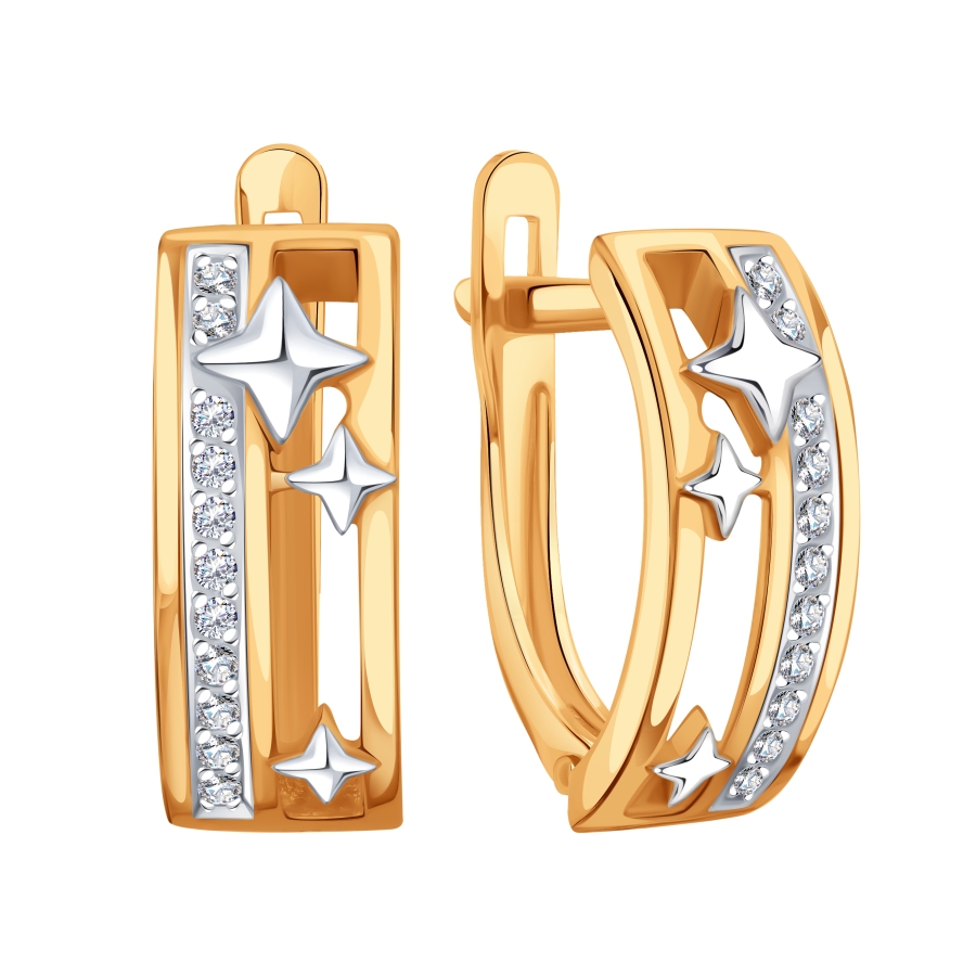 Cercei din aur roșu cu pietre Cubic Zirconia Incolor