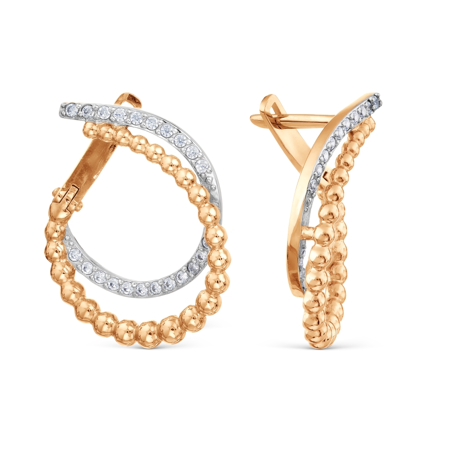 Cercei din aur roșu cu pietre Cubic Zirconia Incolor