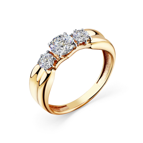 Inel din aur roșu cu pietre Cubic zirconia