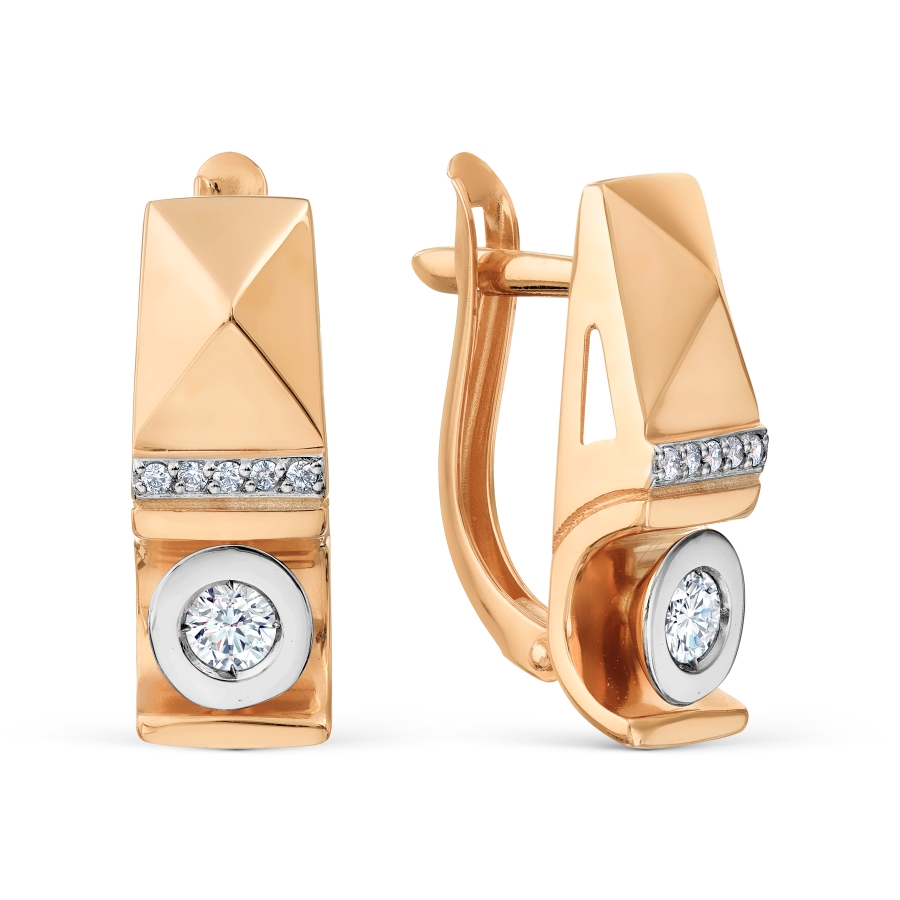 Cercei din aur alb și roșu cu pietre Cubic Zirconia Incolor