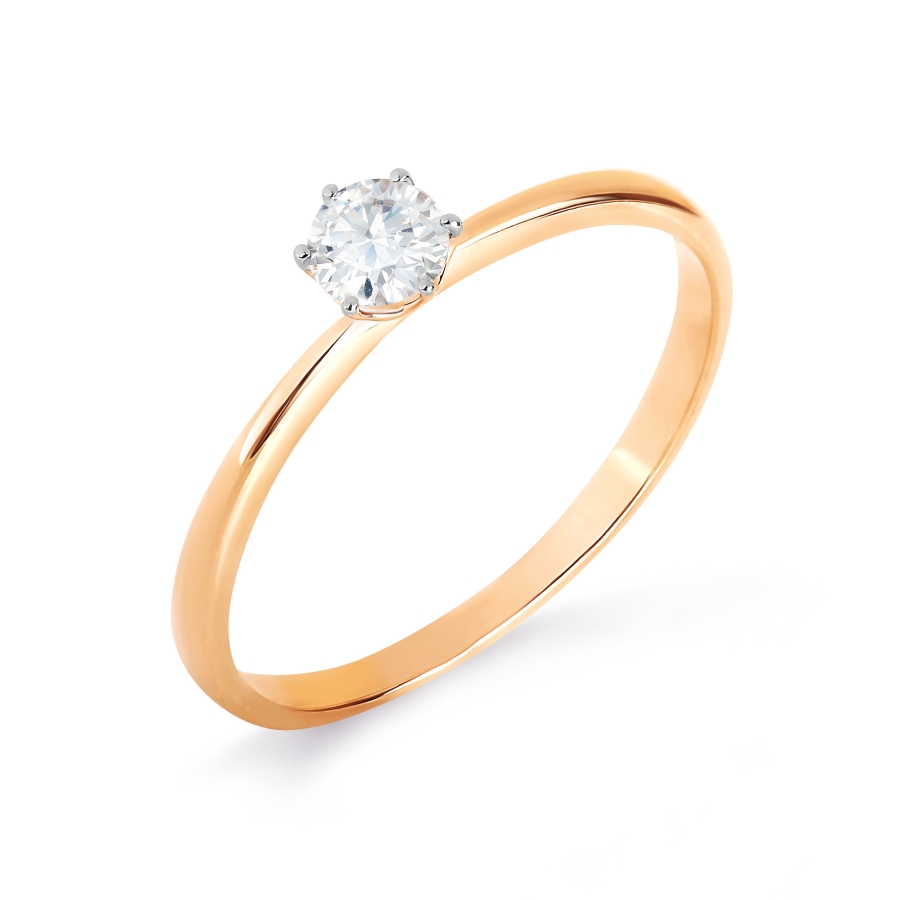 Inel din aur roșu cu pietre Cubic zirconia