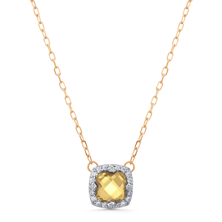 Colier din aur roșu cu pietre Cubic Zirconia Incolor, Citrin