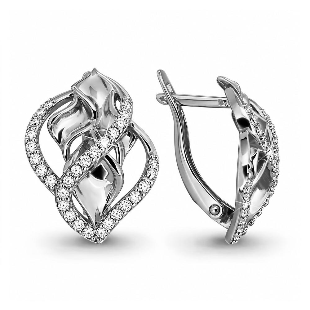 Cercei din aur alb cu Cubic Zirconia Incolor
