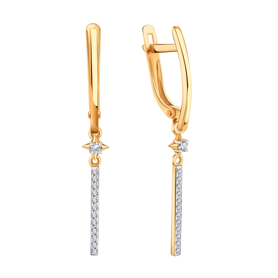 Cercei Suspendați din aur roșu cu pietre Cubic Zirconia Incolor