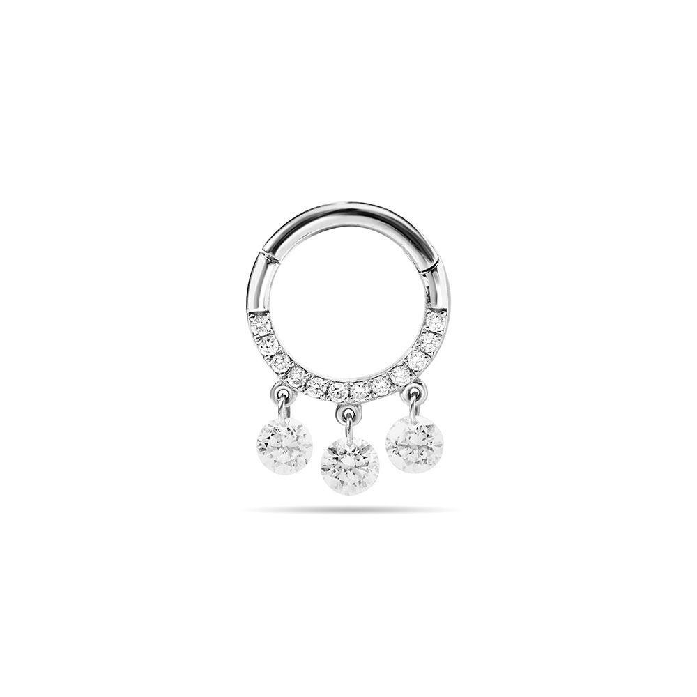 Cercel din aur alb cu pietre Diamant