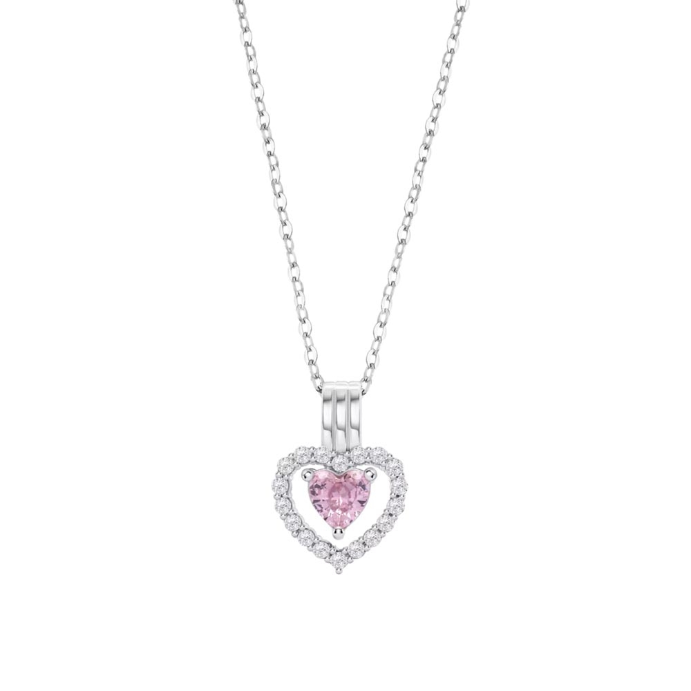 Colier din argint  cu pietre Cubic Zirconia Incolor, Cubic Zirconia Roz