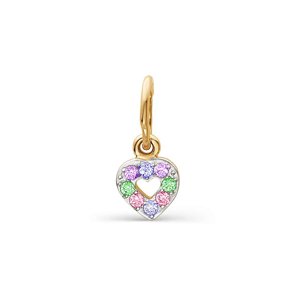 Pandantiv din aur roșu cu pietre Cubic Zirconia Roșu, Cubic Zirconia Liliachiu și Cubic Zirconia Verde