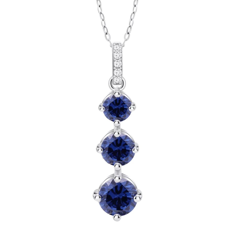 Colier din argint cu Cubic Zirconia Incolor, Cubic Zirconia Liliachiu