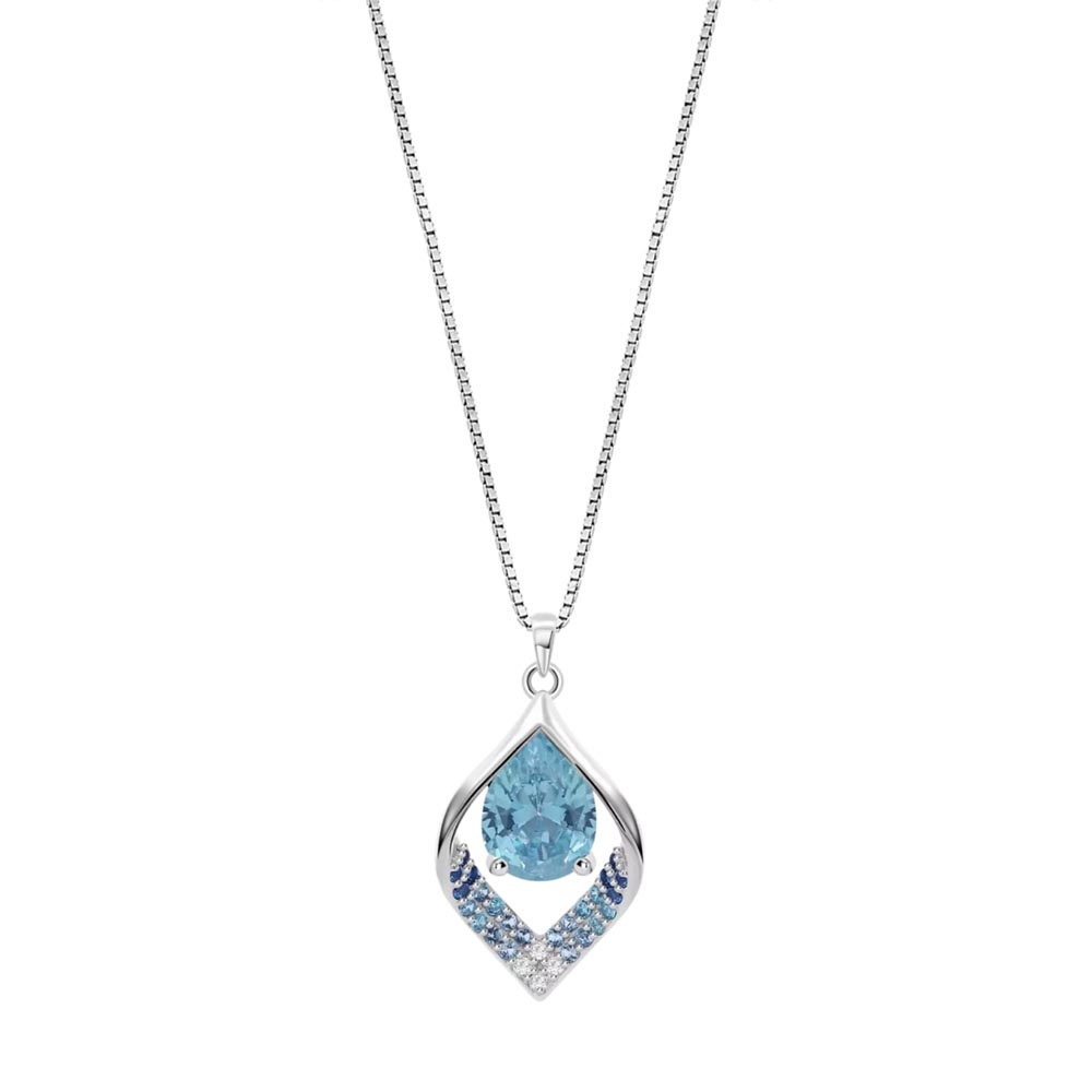 Colier din argint  cu pietre Cubic Zirconia Incolor, Cubic Zirconia Albastru