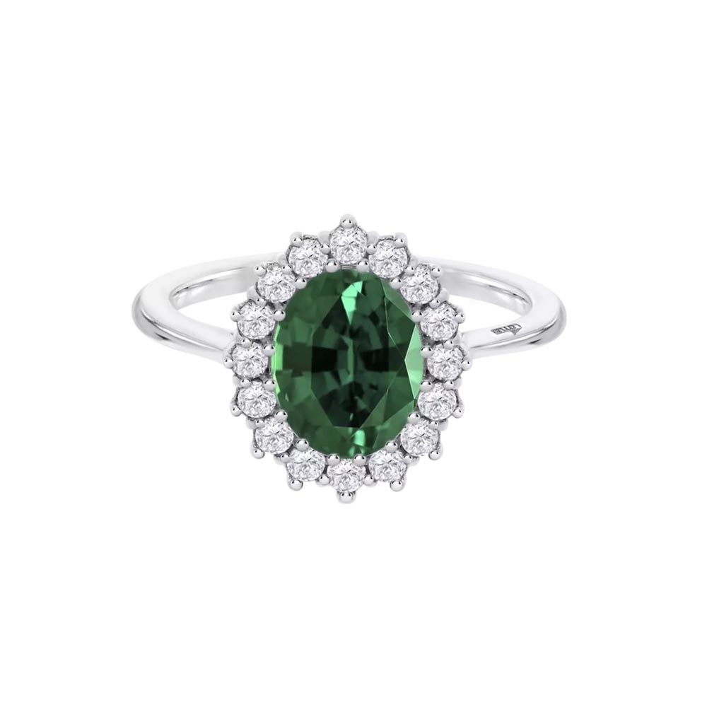 Inel din argint  cu pietre Cubic Zirconia Incolor, Cubic Zirconia Verde