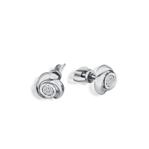 Cercei pusete din aur alb cu pietre Cubic zirconia
