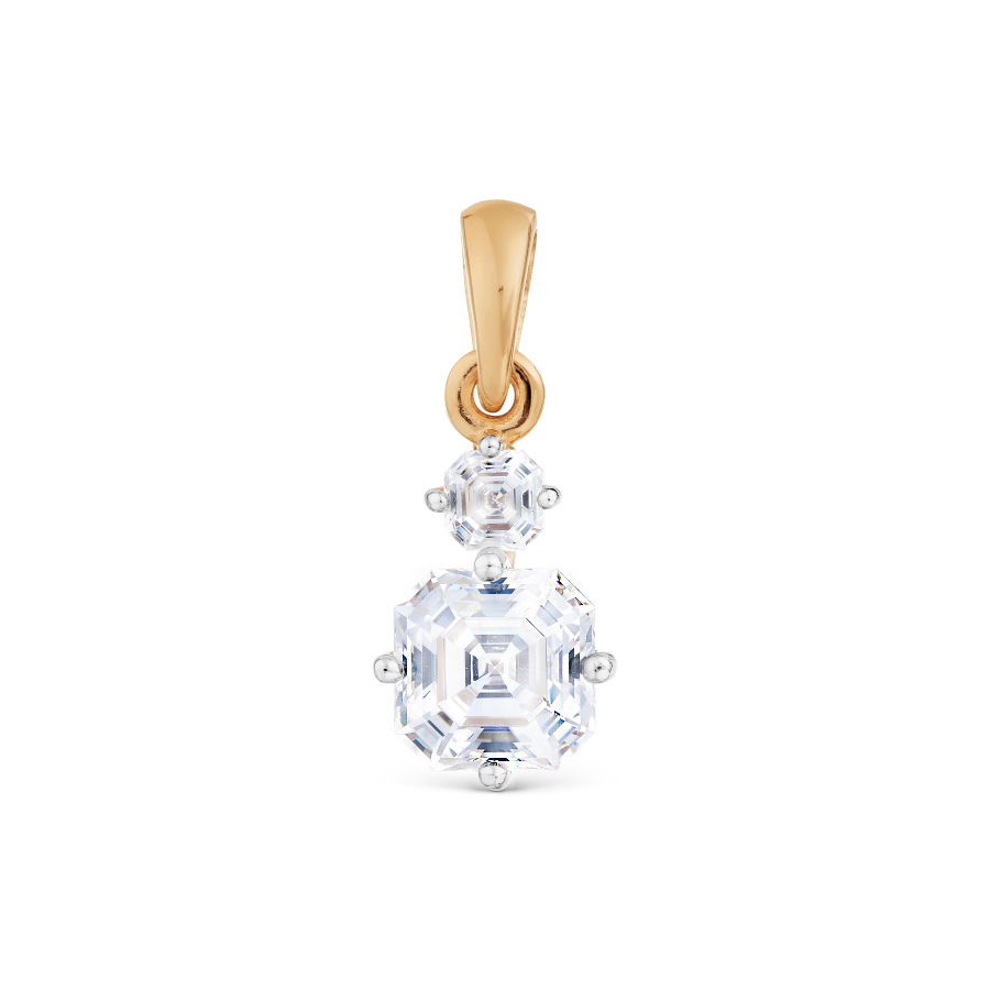 Pandantiv din aur roșu cu pietre Cubic Zirconia Incolor