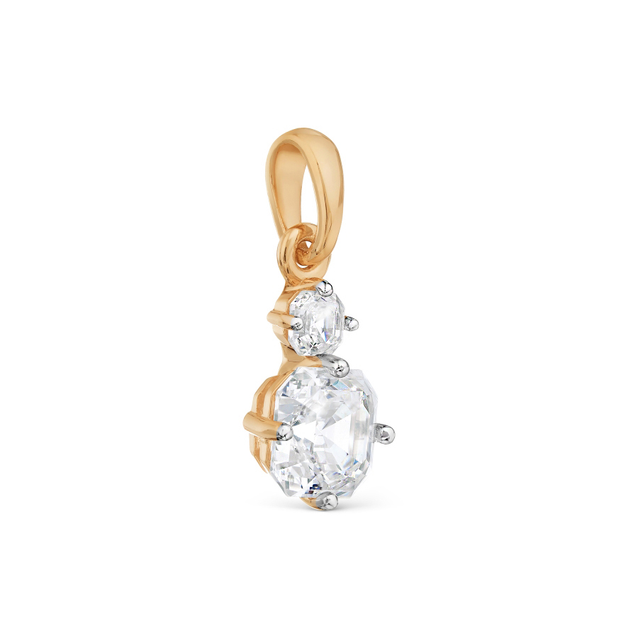Pandantiv din aur roșu cu pietre Cubic Zirconia Incolor