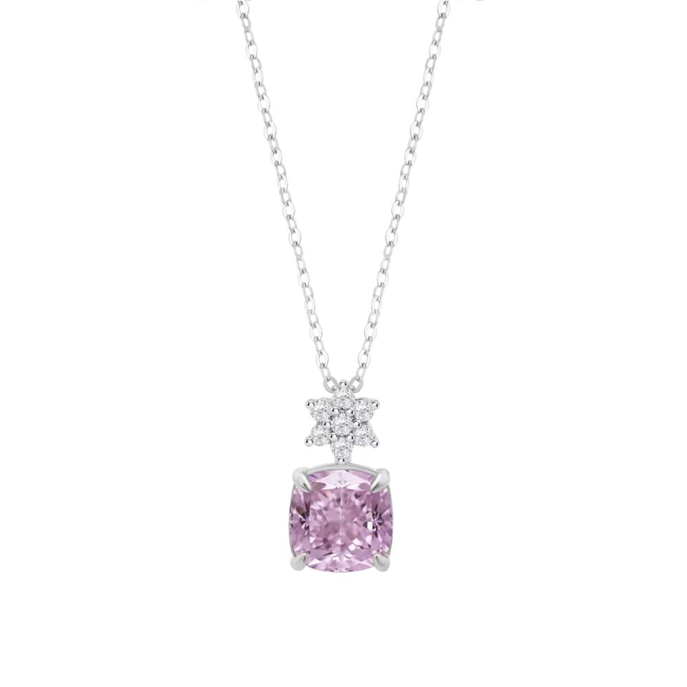 Colier din argint  cu pietre Cubic Zirconia Incolor, Cubic Zirconia Roz