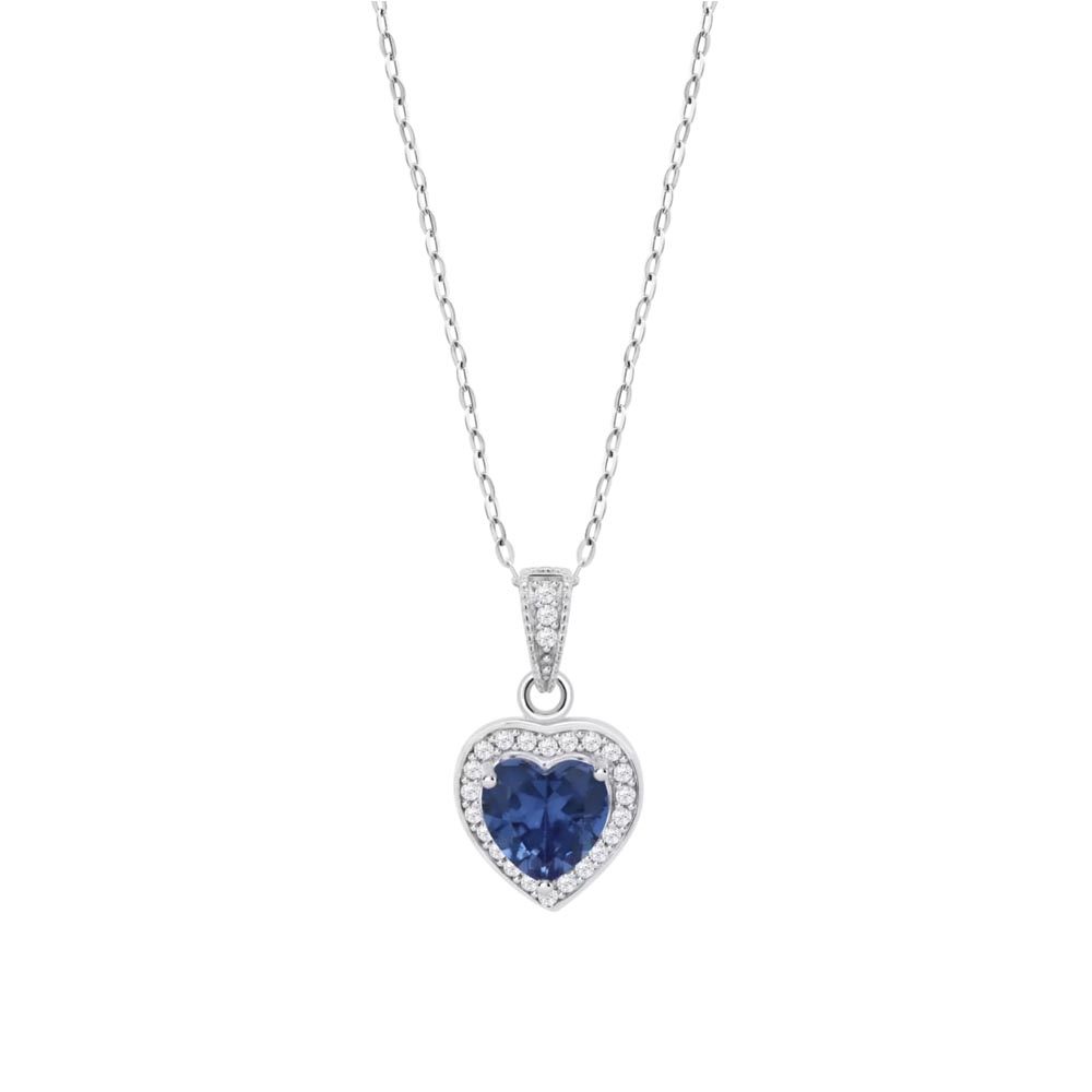 Colier din argint  cu pietre Cubic Zirconia Incolor, Cubic Zirconia Albastru