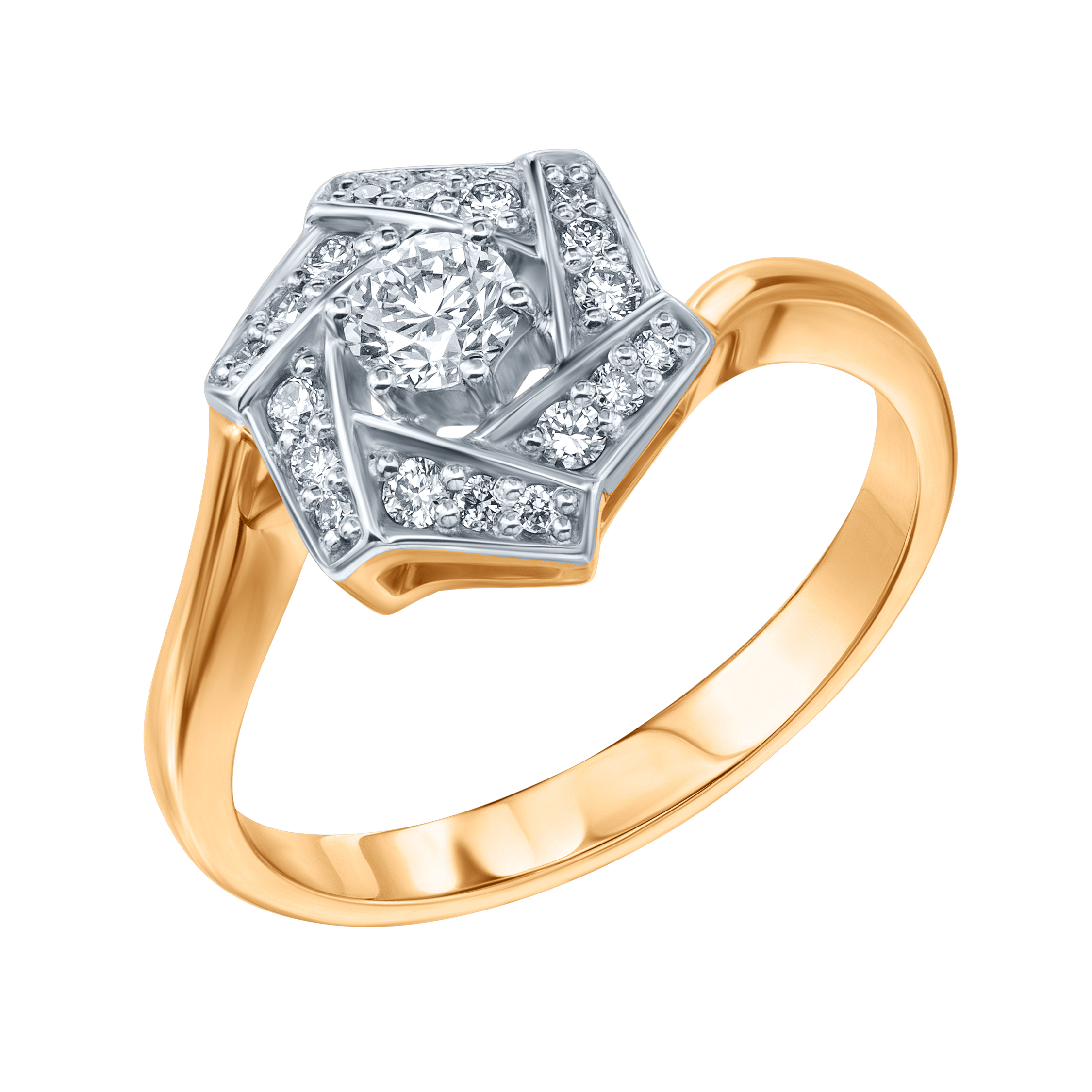 Inel din aur roșu cu pietre Diamant