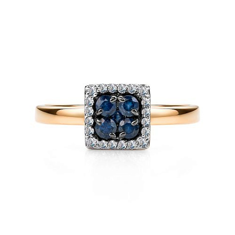 Inel din aur roșu cu pietre Diamant, Safir