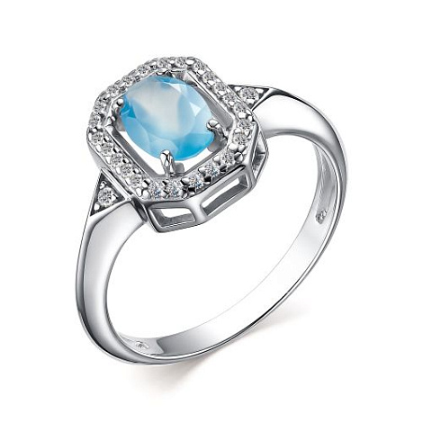 Inel din argint  cu pietre Cubic Zirconia Incolor, Agat albastru