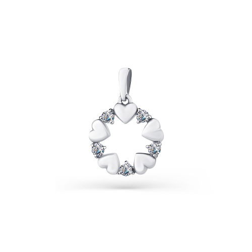 Pandantiv din aur alb cu pietre Cubic Zirconia Incolor