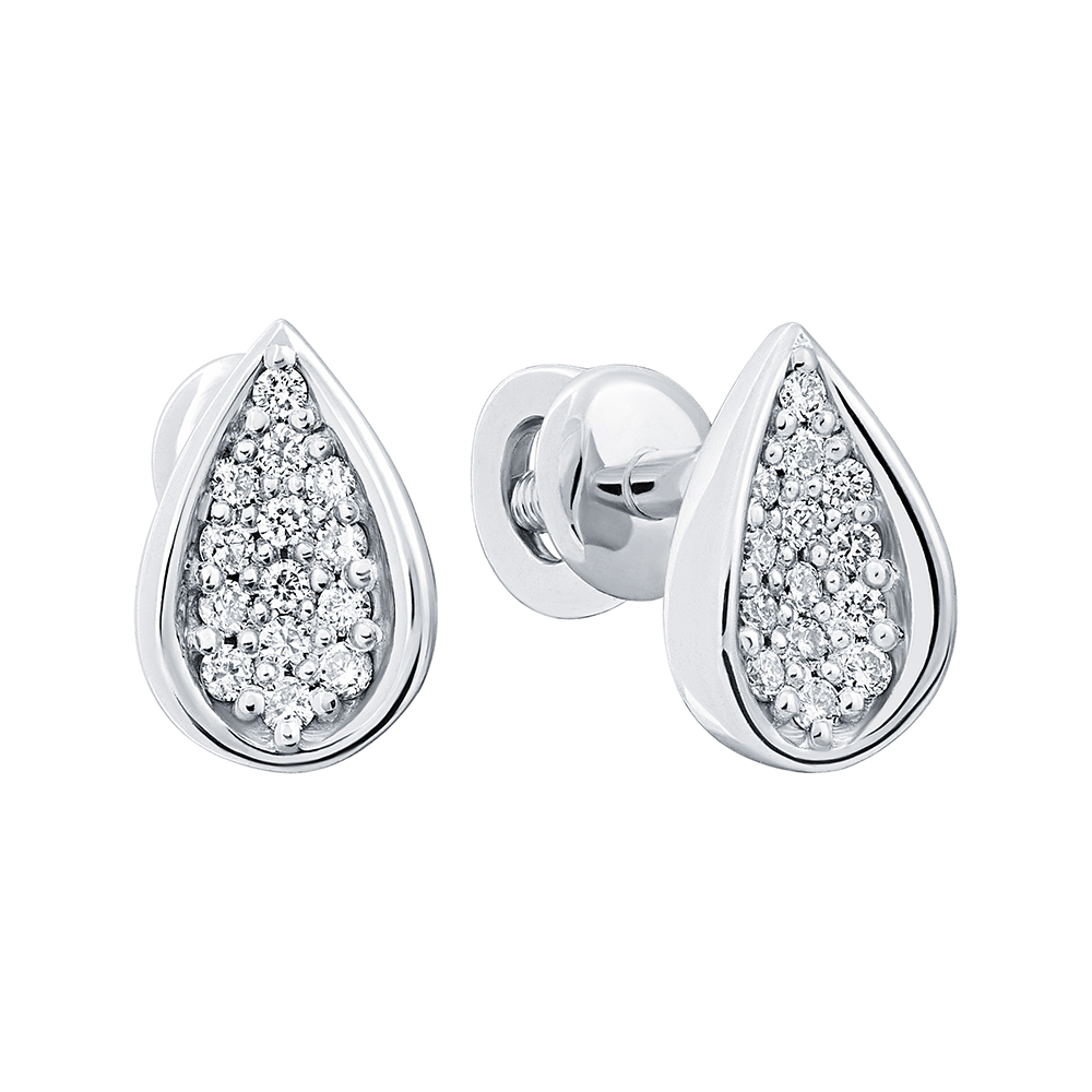 Cercei Pusete din aur alb cu pietre Diamant
