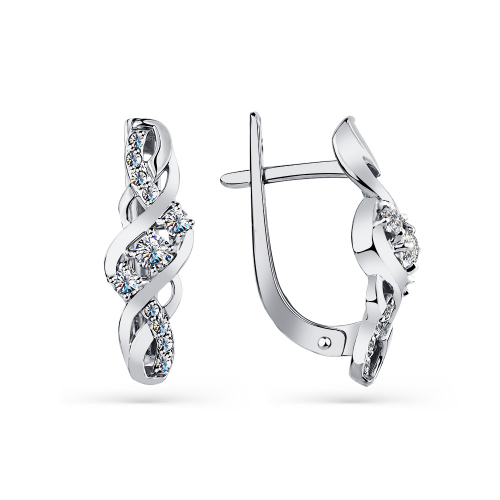 Cercei din aur alb cu pietre Cubic Zirconia Incolor