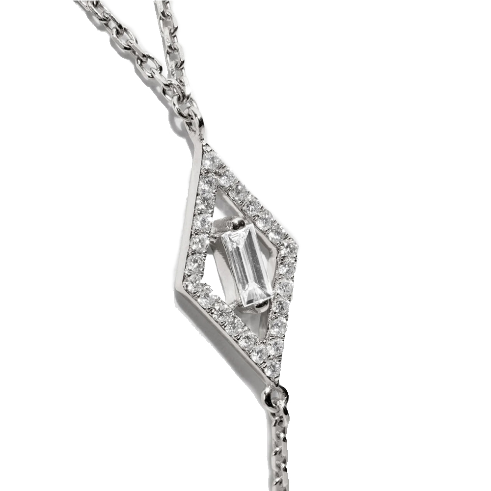 Colier din aur alb cu pietre Diamant