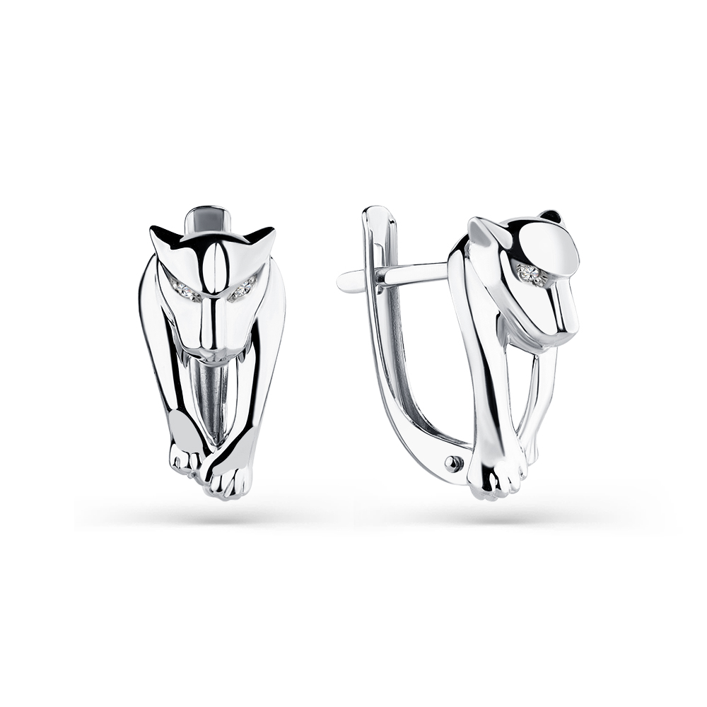 Cercei din aur alb cu pietre Cubic Zirconia Incolor