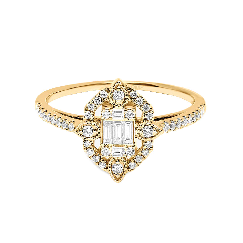 Inel din aur galben cu pietre Diamant