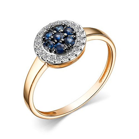 Inel din aur roșu cu pietre Diamant, Safir