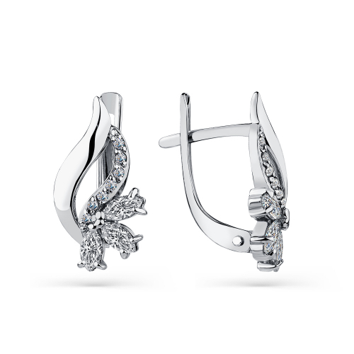 Cercei din aur alb cu pietre Cubic zirconia