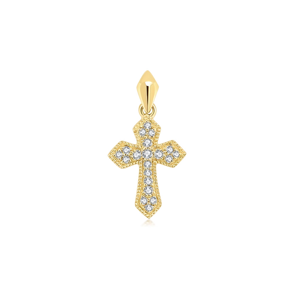 Cruce din aur galben cu pietre Diamant