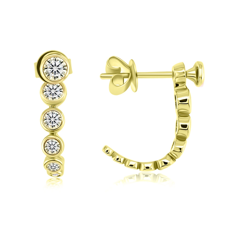 Cercei Pusete din aur galben cu pietre Diamant