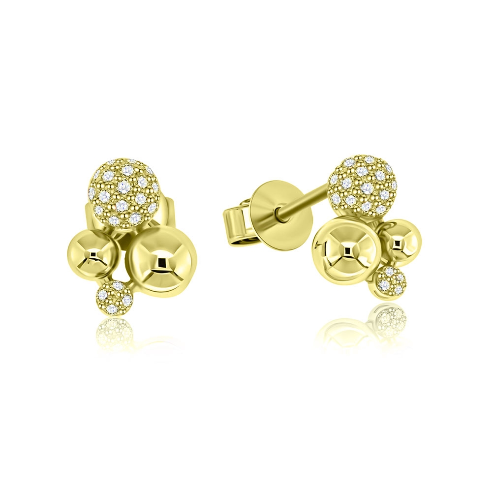 Cercei Pusete din aur galben cu pietre Diamant