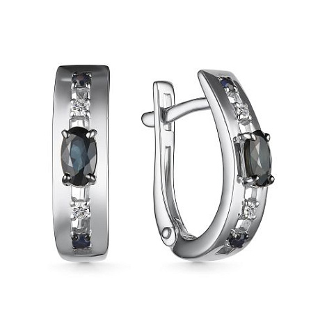 Cercei din aur alb cu pietre Diamant, Safir