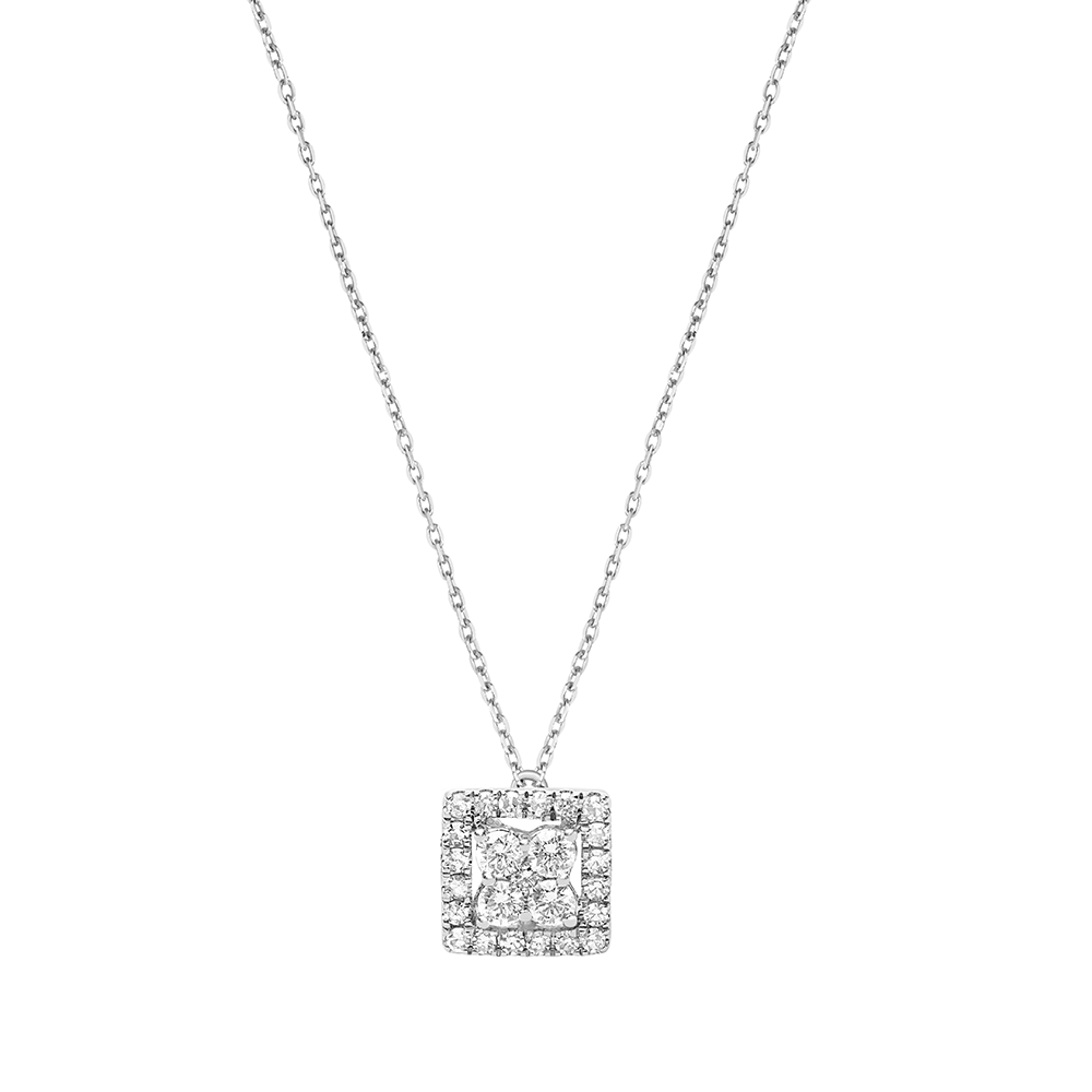 Colier din aur alb cu pietre Diamant