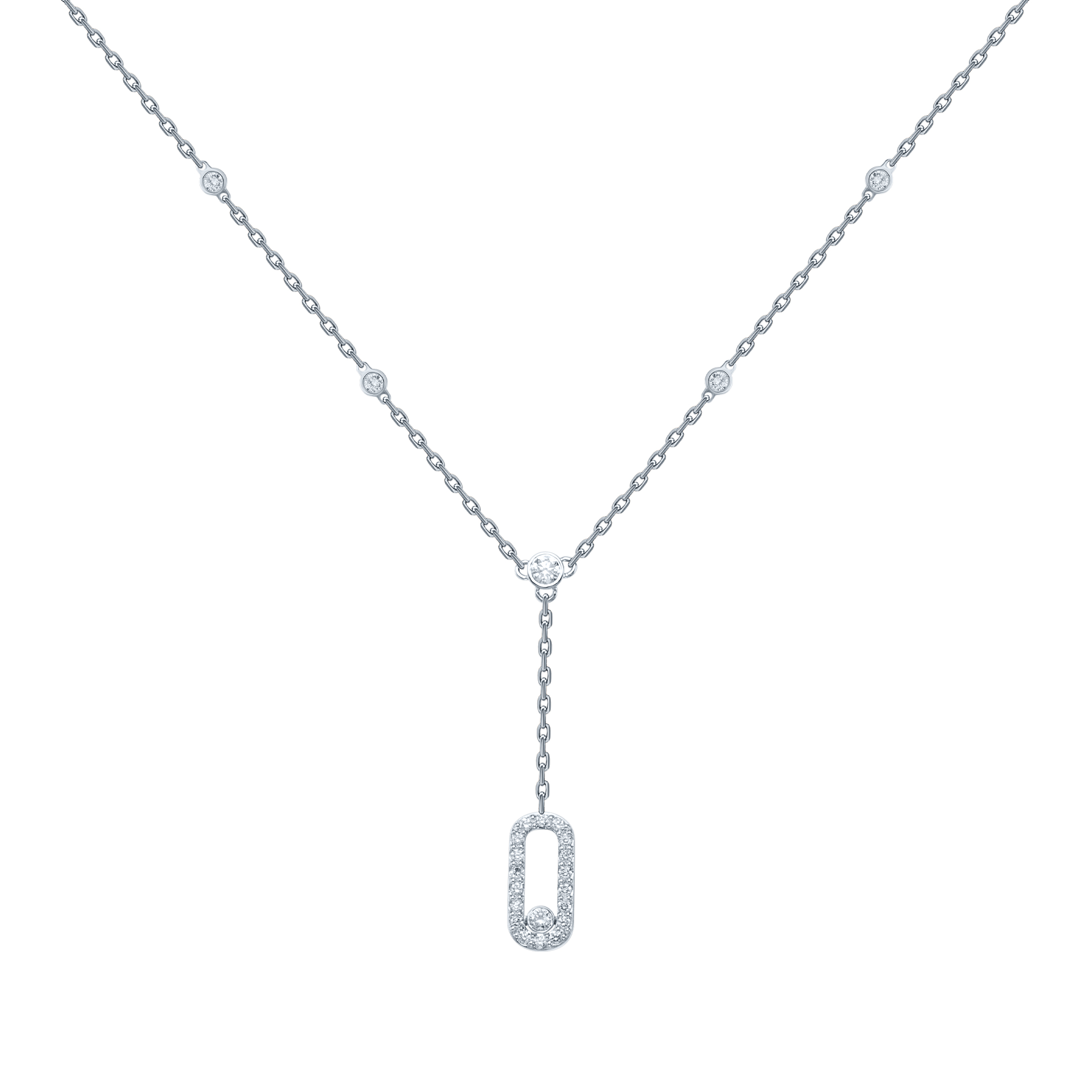 Colier din aur alb cu pietre Diamant