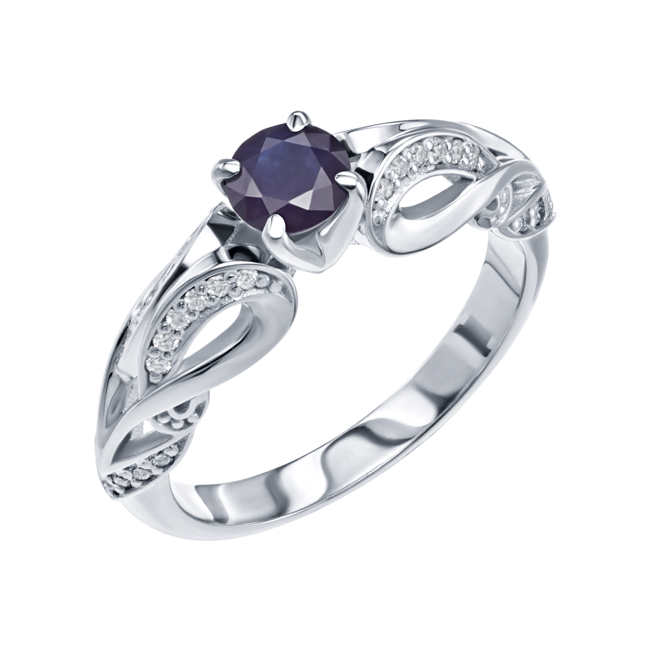 Inel din aur alb cu pietre Diamant, Safir