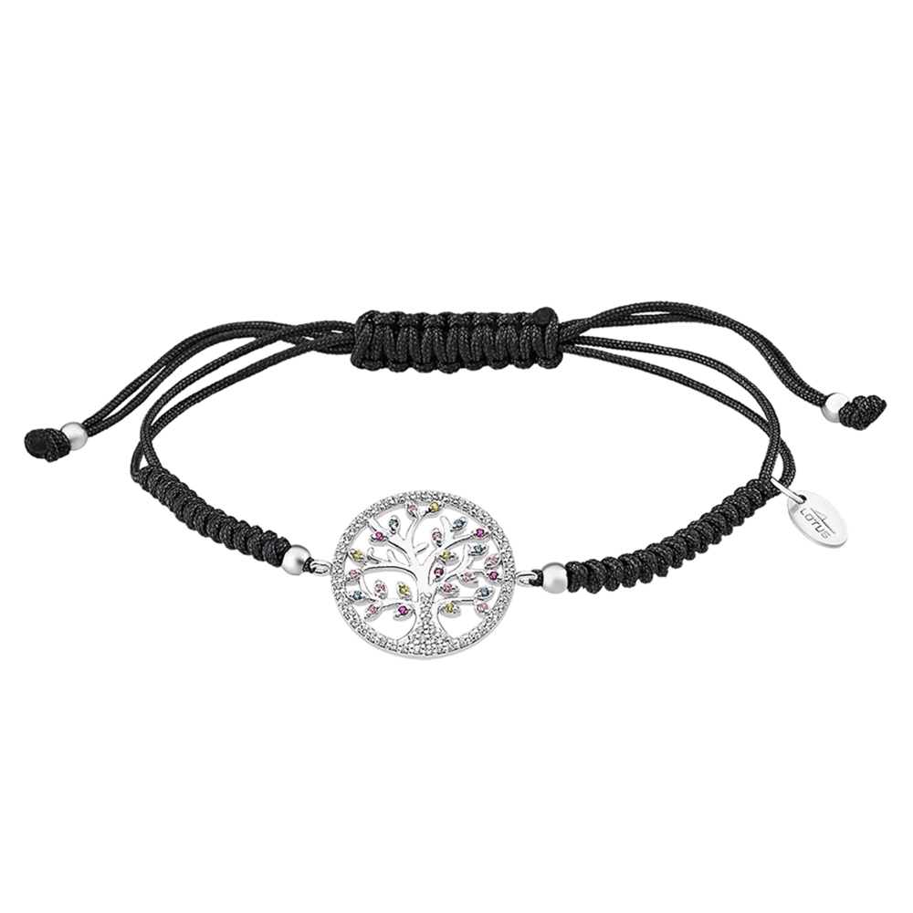 Brățară din argint  cu pietre Cubic Zirconia Multicoloră, Textil
