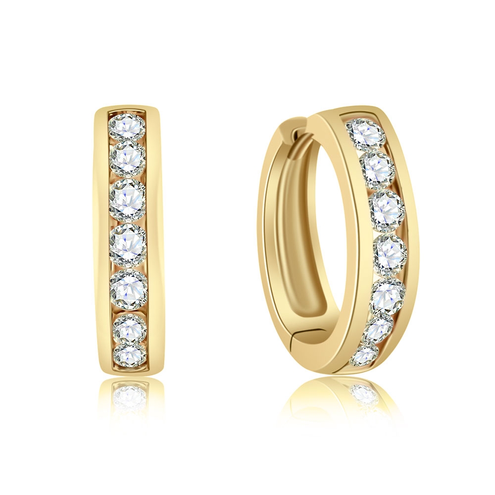 Cercei Creole din aur galben cu pietre Diamant