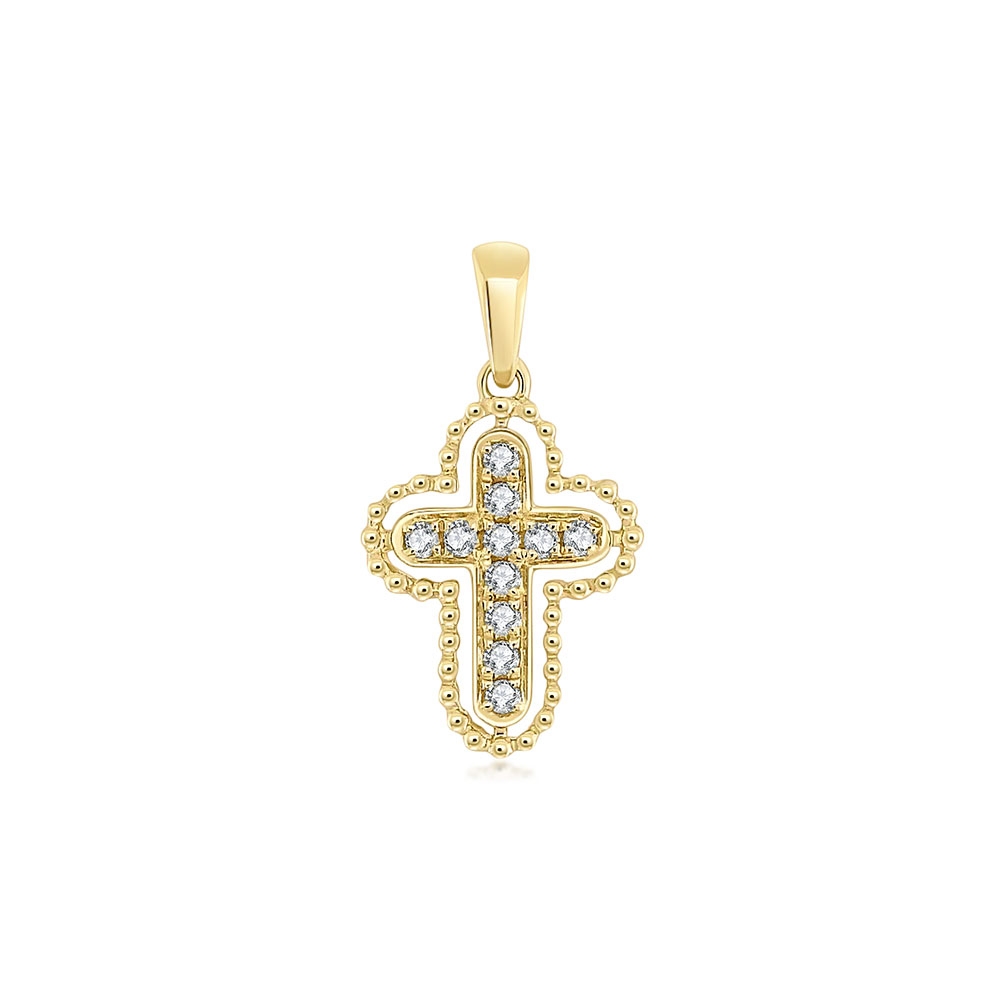 Cruce din aur galben cu pietre Diamant