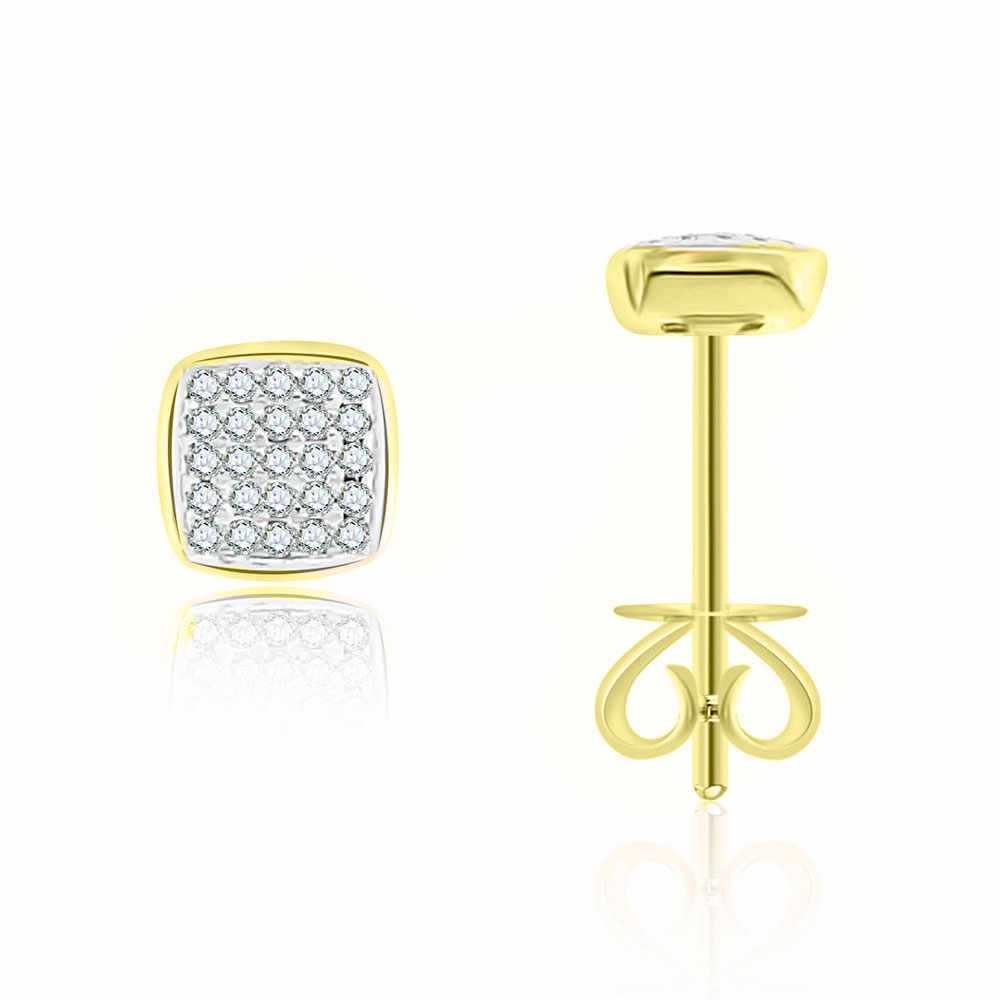 Cercei Pusete din aur galben cu pietre Diamant