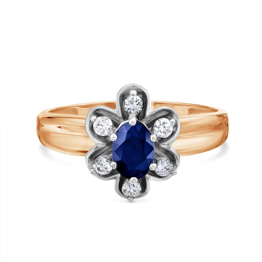 Inel din aur alb și roșu cu pietre Diamant, Safir