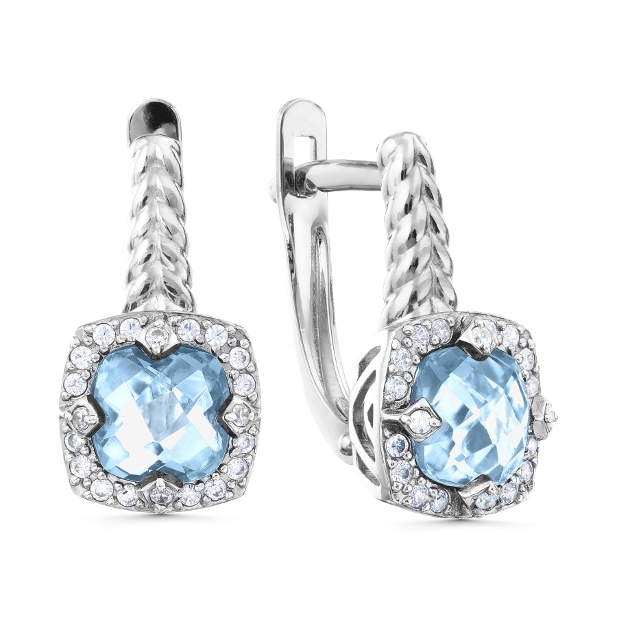 Cercei din aur alb cu pietre Cubic Zirconia Incolor, Topaz