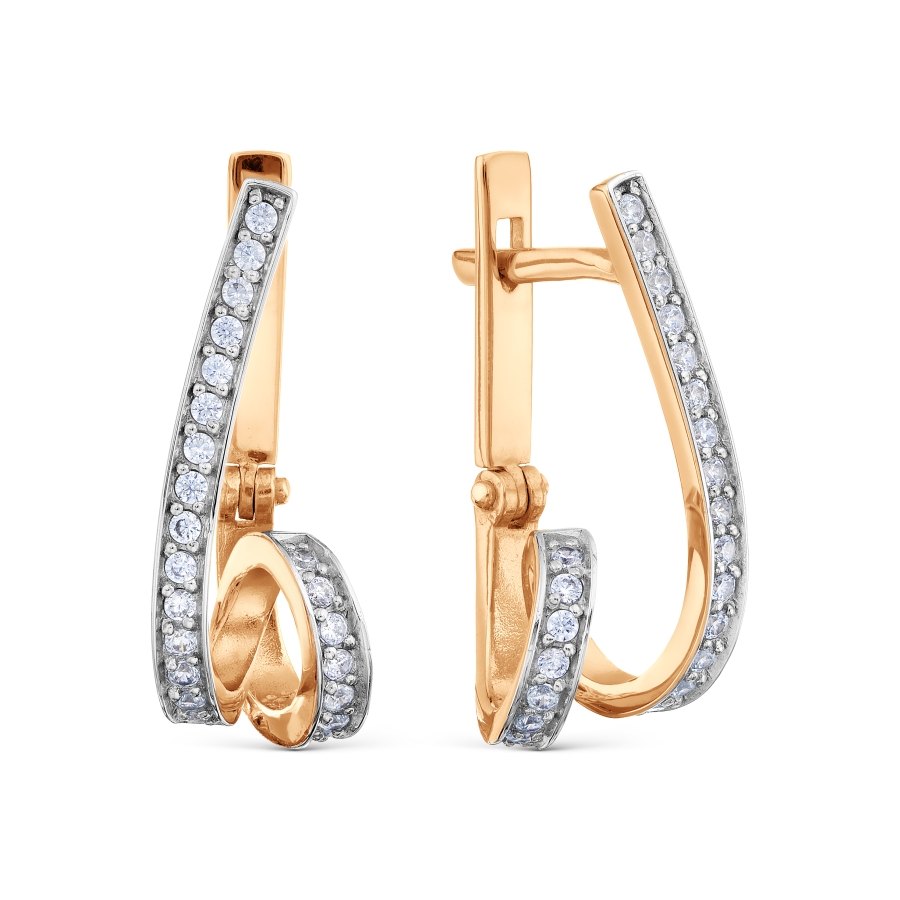Cercei din aur roșu cu pietre Cubic Zirconia Incolor