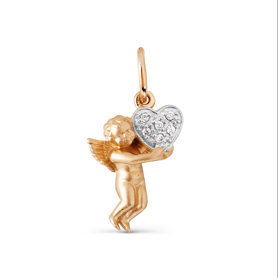 Pandantiv din aur roșu cu pietre Cubic Zirconia Incolor