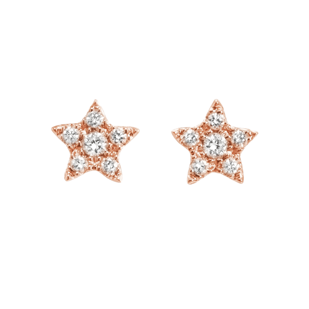 Cercei Pusete din aur roz cu pietre Diamant