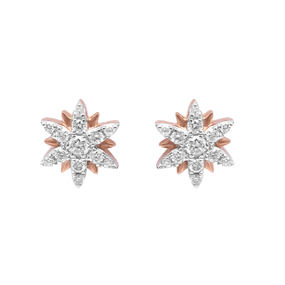 Cercei Pusete din aur roz cu pietre Diamant
