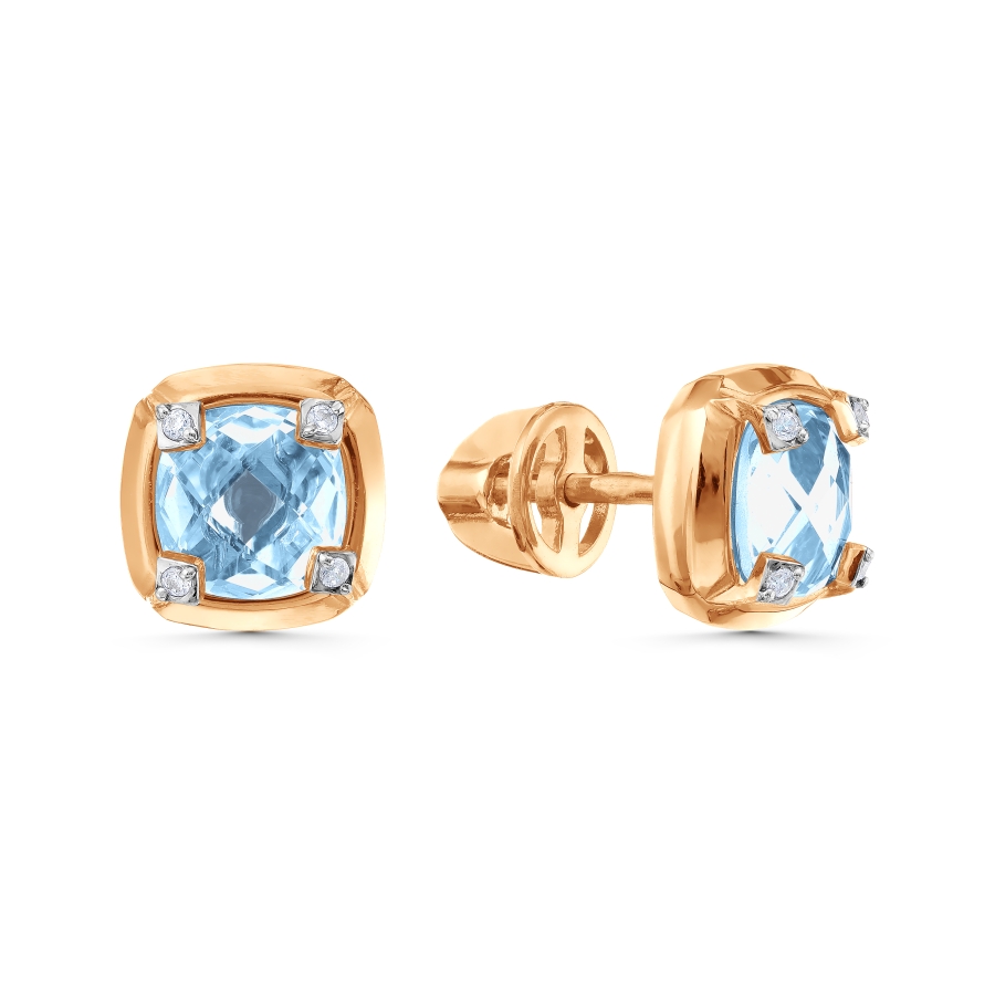 Cercei Pusete din aur roșu cu pietre Cubic Zirconia Incolor, Topaz